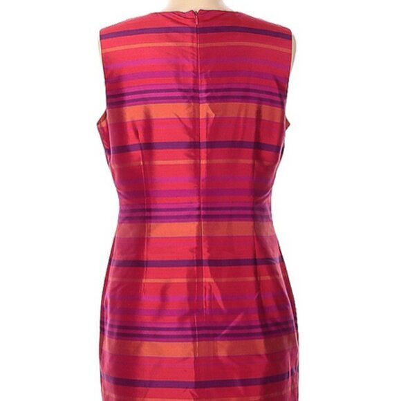 Vintage Jillian Jones 100% silk striped shift dress sz 8 - Picture 3 of 12